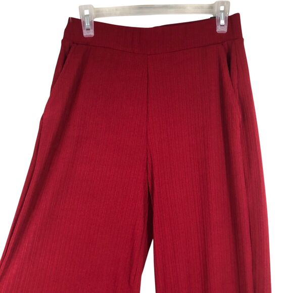 NWT Women’s Esta Textured Wide Leg Knit Pantsby Dictionary, Palazzo, Burgundy M - Picture 2 of 11